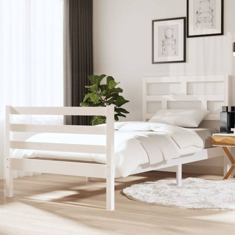 Massivholzbett aus Kiefer von Vidaxl in Weiß, Modernes und Minimalistisches Design, B/T: 90 x 190 cm - Bild 1