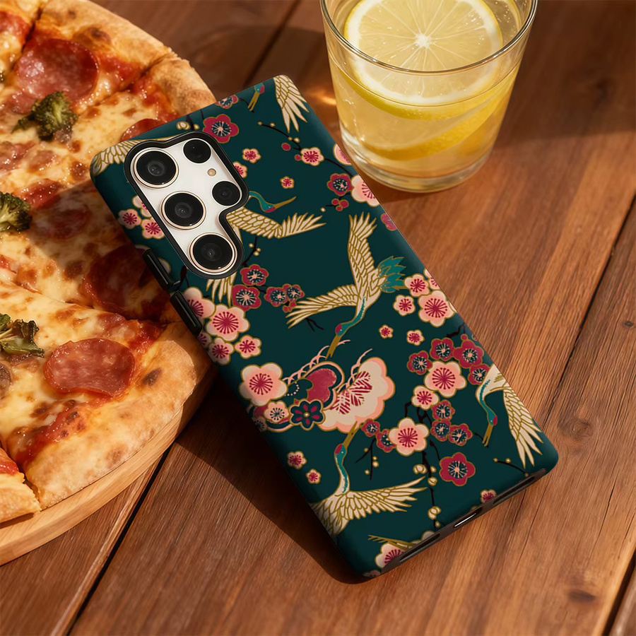 Potdemiel Crane Blossom Breeze Handyhülle für Samsung Galaxy S25 Ultra, S24 und S23 Ultra Plus, stoßfeste doppellagige Rückseite, multicolour - Bild 5