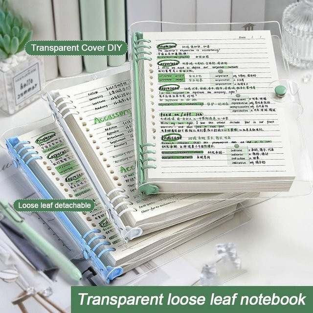 Transparentes A5-Ordner-Notizbuch mit Wochenplaner und Skizzenbuch für Schule und Büro in Lila - Bild 1