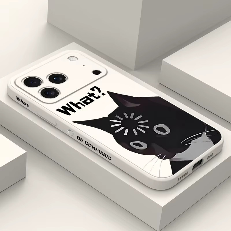 Dumb Cute Cat Handyhülle aus Flüssigsilikon für Apple iPhone 17 16 15 14 13 Pro Max Mini Air Plus in Grün - Bild 2
