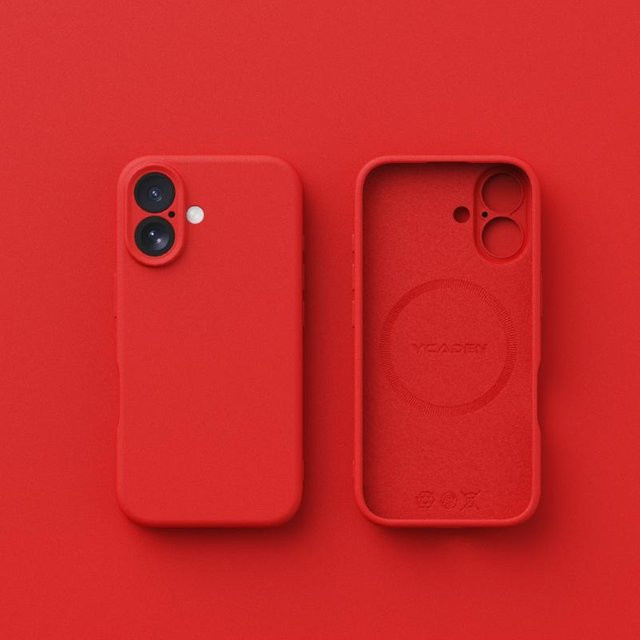 YULIN Magnetische Flüssigsilikon Hülle für iPhone in Rot, Matte weiche Schutzabdeckung - Bild 1
