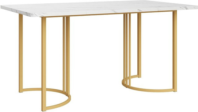 Moderner rechteckiger Küchentisch von FC in Weiß mit Metallgestell und MDF-Platte, B/T/H: 140 x 80 x 75 cm - Bild 1
