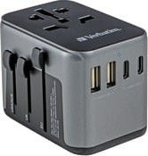 Verbatim Universal-Reiseadapter UTA-03 mit USB-C und USB-A in Schwarz und Silber, 30 W - Bild 1