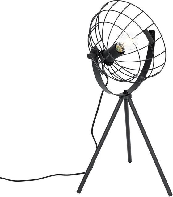 QAZQA Hanze Industrielle Stativ Tischlampe aus Stahl in Schwarz, verstellbar und dimmbar mit E27 Fassung - Bild 1