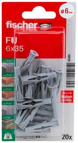 Fischer Universaldübel aus Nylon in Grau, Durchmesser: 6 mm, Länge: 35 mm - Bild 1