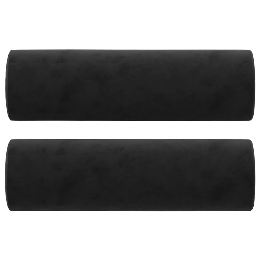 vidaXL Zierkissen Set aus 2 Nackenrollen in Schwarz aus Samt mit abnehmbarem und waschbarem Bezug, Durchmesser: 15 cm, Länge: 50 cm - Bild 2