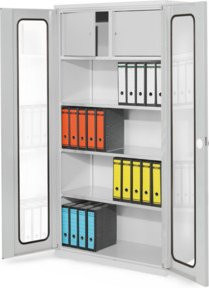 Kappes Systemschrank Serie 500 mit Sichtfenstertüren und Privatfach, Farbe: RAL 7035 Grau, H x B x T: 195 x 100 x 50 cm - Bild 1