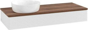 V&B Antao Waschtischunterschrank mit Frontstruktur und LED-Beleuchtung, Wandmontage, Weiß/Walnuss, B: 120 cm, H: 19 cm, T: 50 cm - Bild 1