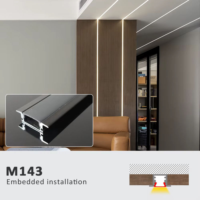 MJJC LED-Profil Aluminium-Profilkanal mit PC-Abdeckung in Silbrig-Schwarz, 50 cm Länge für lineare Beleuchtung und Möbeldekor - Bild 4