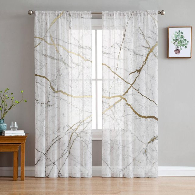 Transparenter Tüll-Vorhang aus Chiffon in Weiß mit Ösen für Wohnzimmer, Schlafzimmer und Küche, Breite: 100 cm, Höhe: 250 cm - Bild 1