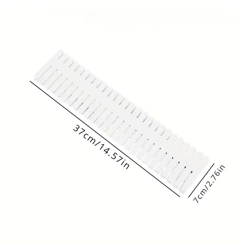Weiße Schubladenteiler aus Kunststoff für Kleidung, Küchenutensilien und Büro, B/H/T: 37,0 x 7,0 x 4,0 cm - Bild 2