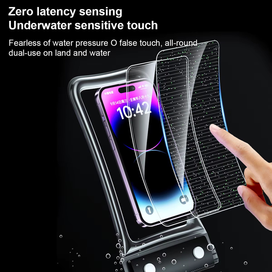 ANMONE Universelle wasserdichte Handyhülle für iPhone 15 14 13 Pro Max in Transparent und Beige - Bild 4
