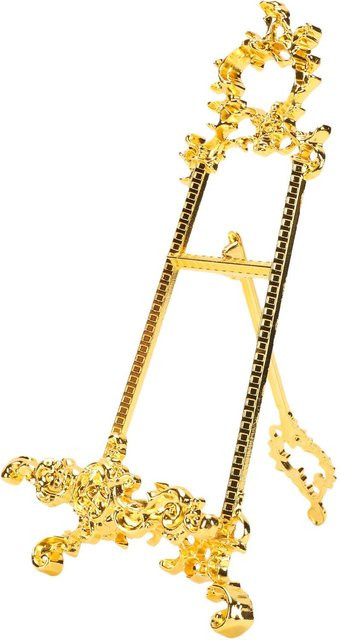 TOMTOP JMS Tellerständer im Vintage-Stil aus Metall mit Lilienmuster in Gold - Bild 1