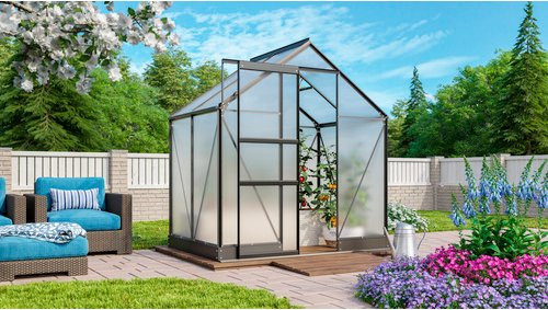 VITAVIA Gewächshaus Apollo Plus 2500 aus Aluminium in Grau, B/H/T: 195 x 197 x 131 cm - Bild 1