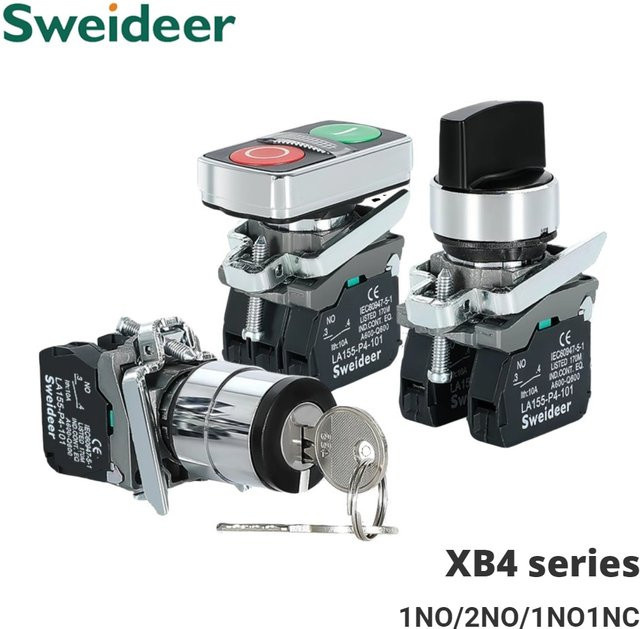Schlüsselschalter Sweideer XB4-Serie 22 mm Doppelter Drucktastenschalter in Mehrfarbig mit 2/3 Positionen und verschiedenen Kontaktkonfigurationen (1NO/2NO/1NO1NC) - Bild 1