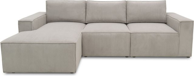DOMO Cannes Ecksofa mit Longchair in Platin, L-Form, reversibel mit Schlaffunktion, B/T/H: 273 x 172 x 45 cm - Bild 1
