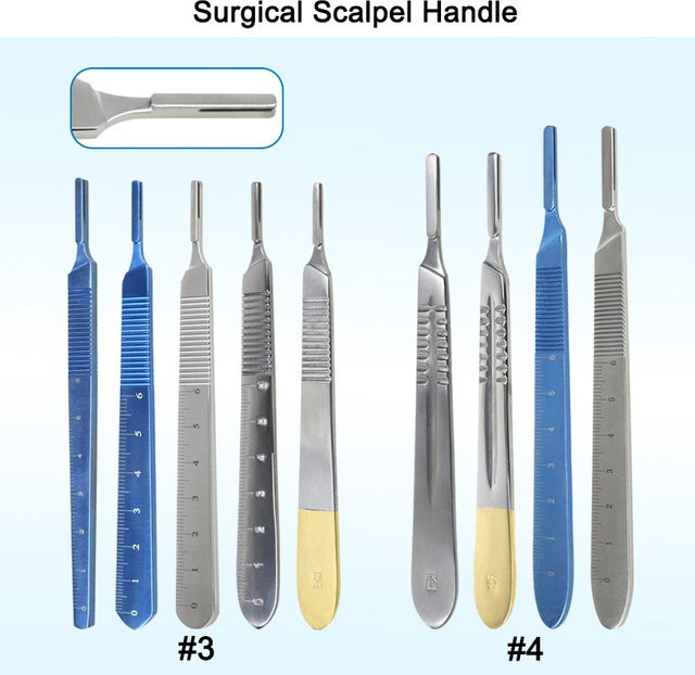 GREATLH Chirurgischer Skalpellgriff aus Edelstahl in Silber, passend für Klingen der Typen 3 #, 4 # sowie # 18, # 20, # 21, # 22, # 23 und # 24 - Bild 1