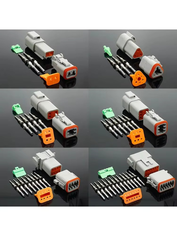 ELECAPITAL Wasserdichter elektrischer DT-Anschluss für Automotor und LKW in Grau, kompatibel mit DT06-2S/DT04-2P (3P, 4P, 6P, 8P, 12P) mit Stiften für 22-16AWG - Bild 3
