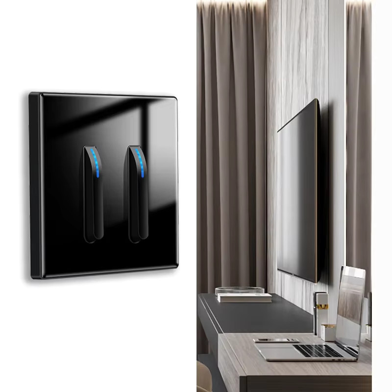 Depo Guye Wandlicht-Schalttafel aus gehärtetem Glas in Weiß mit LED-Anzeige und Klaviertasten-Schalter - Bild 5