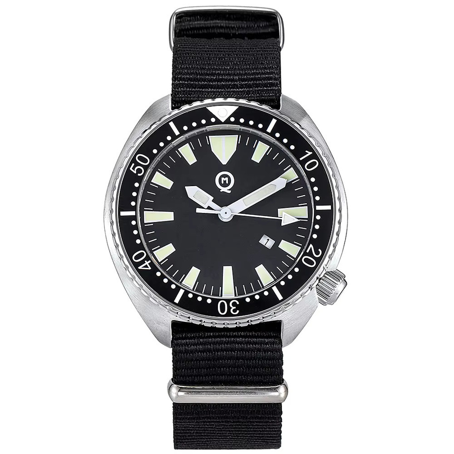 Herren-Taucheruhr, Edelstahl, Keramiklünette, Saphirglas, Textil/NATO, Schwarz - Bild 2