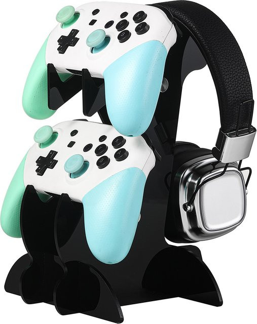 LOKPAD Universalständer in Schwarz für PS5, PS4 und Nintendo Switch mit Doppelschicht für Controller und Kopfhörer - Bild 1