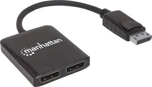 Manhattan 207768 DisplayPort-Splitter mit MST-Funktion für 4K UHD, 2 Ports, Schwarz - Bild 1