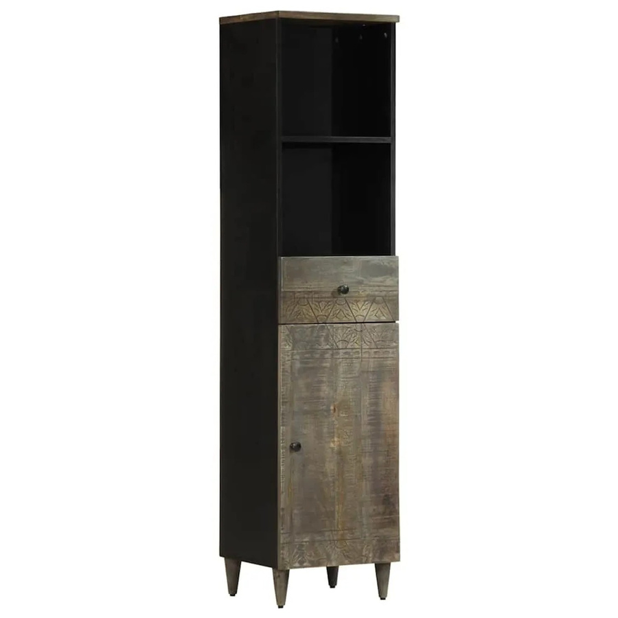 vidaXL Badschrank aus Massivholz Mango in Schwarz, B/T/H: 38 x 33 x 160 cm - Bild 2