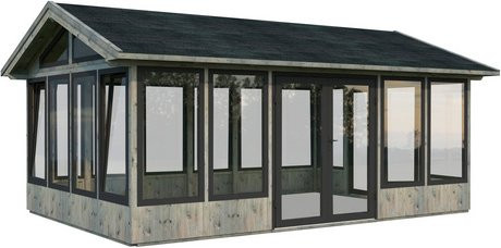 Palmako Pavillon Isabella aus Fichtenholz in Grau mit Satteldach, B/T/H: 661 x 465 x 315 cm - Bild 2