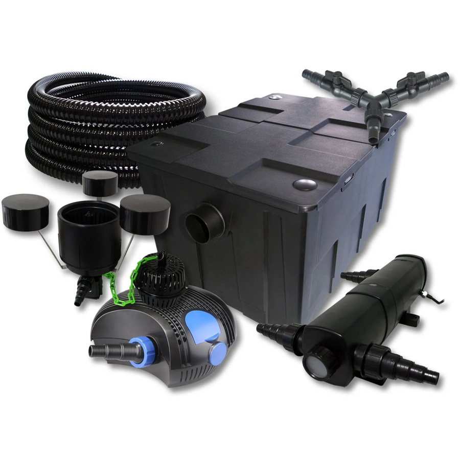 Sunsun Teichfilter Set mit 60000L Klärleistung, 24W Klärer, 100W Eco Pumpe, 25M Schlauch und Skimmer in Schwarz - Bild 2