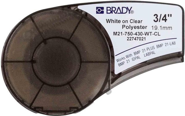 Brady M21-750-430-WT-CL Druckeretikett Transparent Selbstklebendes Etikettenband aus Kunststoff - Bild 1