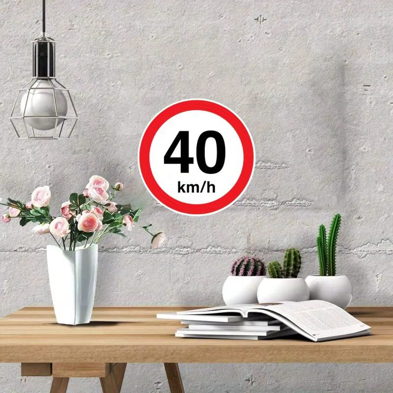 Potdemiel Geschwindigkeitsbegrenzungsschild 40 km/h aus Aluminium, runde Wanddekoration für Garage und Zuhause, Durchmesser: 20 cm - Bild 3