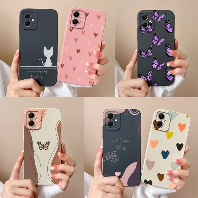 Samsung Galaxy A06 Silikon Schutzhülle mit Herz-Schmetterling Design und Flüssigkeitseffekt in Multicolour - Bild 1
