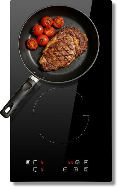 NOXTON Induktionskochfeld mit 2 Platten in Schwarz, Einbau-Induktionsplatte aus Glas mit Touch-Steuerung, Timer, Power Boost und Kindersicherung, Durchmesser: 30 cm - Bild 1