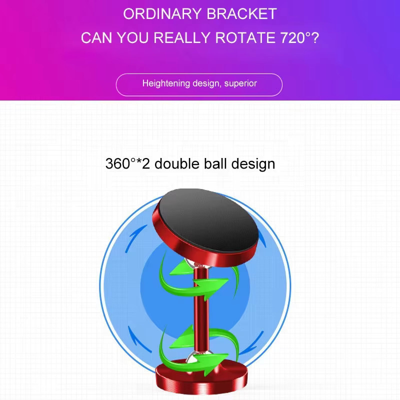 YANGGLOB Magnetische Autohalterung mit Dual Axis Rotation und Doppelkugelgelenk aus Legierung für alle Smartphone-Modelle - Bild 5