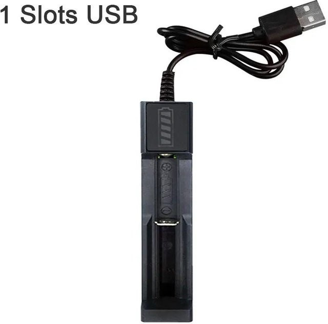 GLOBUS Dual USB Ladegerät für 18650 Lithium-Ionen Akkus, 4,2 V, Schwarz - Bild 1