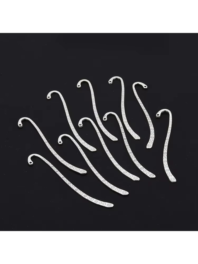 10 Stück Lesezeichen aus Metall in Silber, bleifrei und cadmiumfrei, B: 8,4 cm, T: 0,4 cm, H: 0,2 cm mit 2 mm Loch - Bild 4