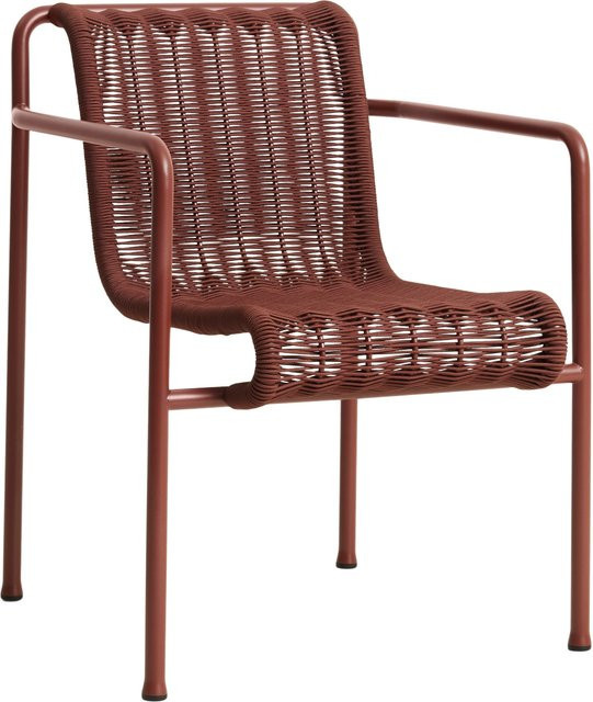 HAY Palissade Cord Dining Armchair mit pulverbeschichtetem Stahlrahmen und recycelter Polyesterschnur in Rot - Bild 1