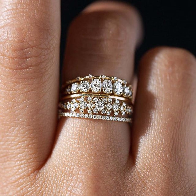 Huitan Ring, doppellig, Zirkonia, Messing, Gold, Damen - Bild 1