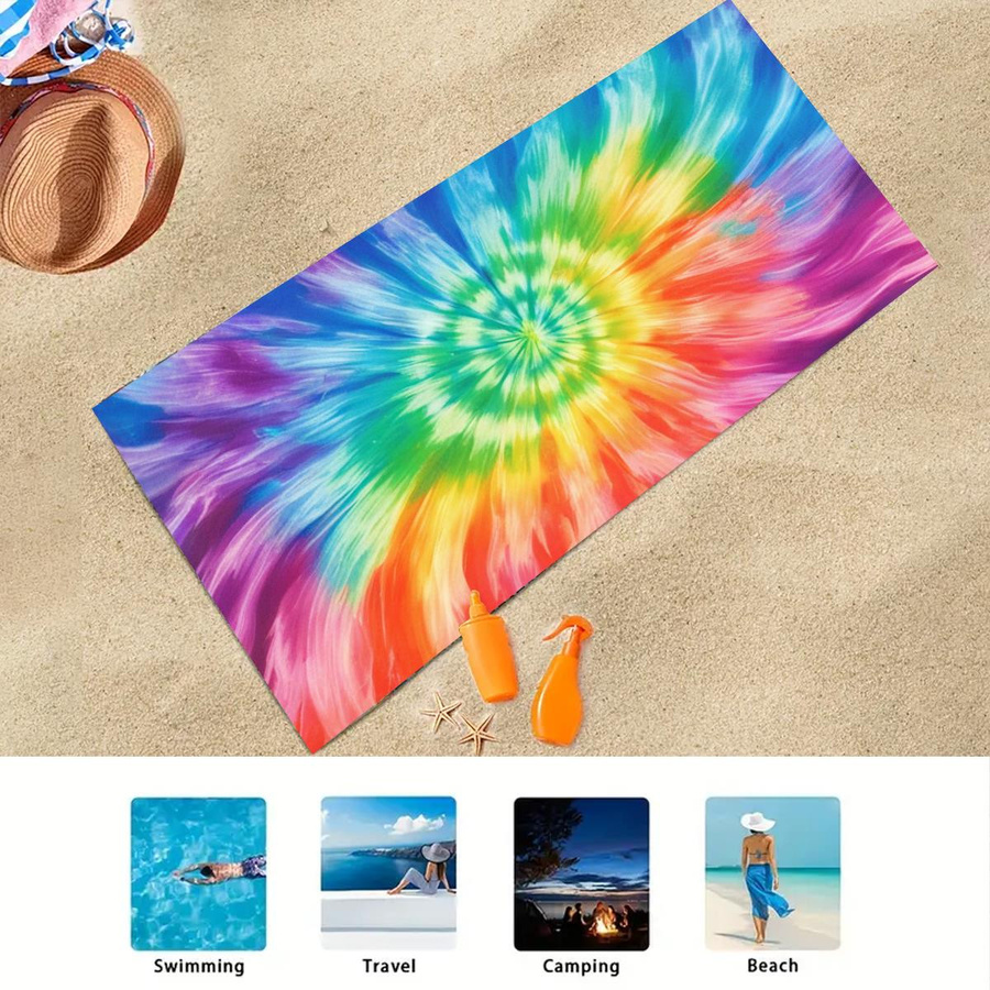 Buntes Strandtuch von Yiran in Multicolour, superweich und saugfähig für Outdoor, Reise und Camping, B/B: 70 x 140 cm - Bild 2