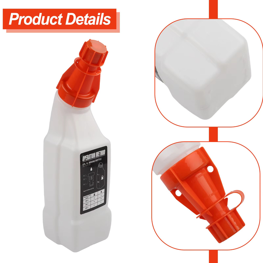 DAZZLEEX Kraftstoff- und Ölmischflasche für 2-Takt-Motoren, 1 l, Farbe: Weiß - Bild 2
