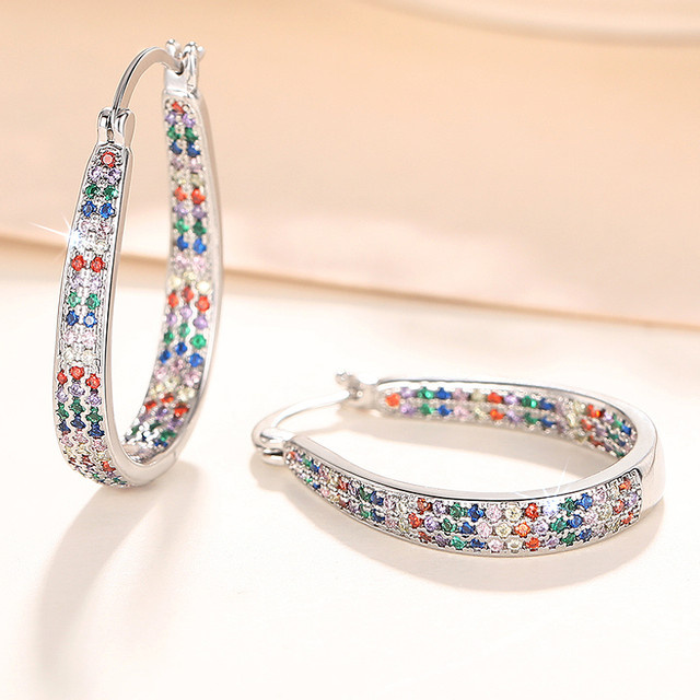 Huitan Trendy Ohrringe, Silber, Zirkonia, Damen - Bild 1
