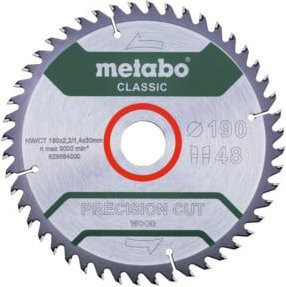 Metabo Sägeblatt precision cut wood - classic für Kreissägen, Farbe: Silber, Durchmesser: 190 mm, Breite: 2,2 mm, Bohrung: 30 mm, Zähnezahl: 48 - Bild 1