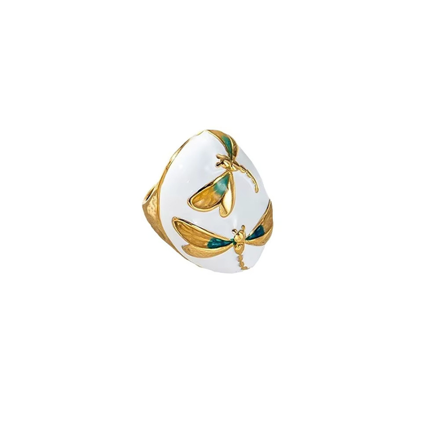 May@RZ Libellen-Öltropfen-Ring, Edelstahl, 14 Karat vergoldet, Unisex - Bild 1