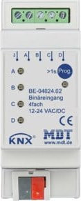 MDT technologies Binäreingang 4-fach 2TE REG, 24VAC/DC, Farbe: Weiß, BE-04024.02 - Bild 1