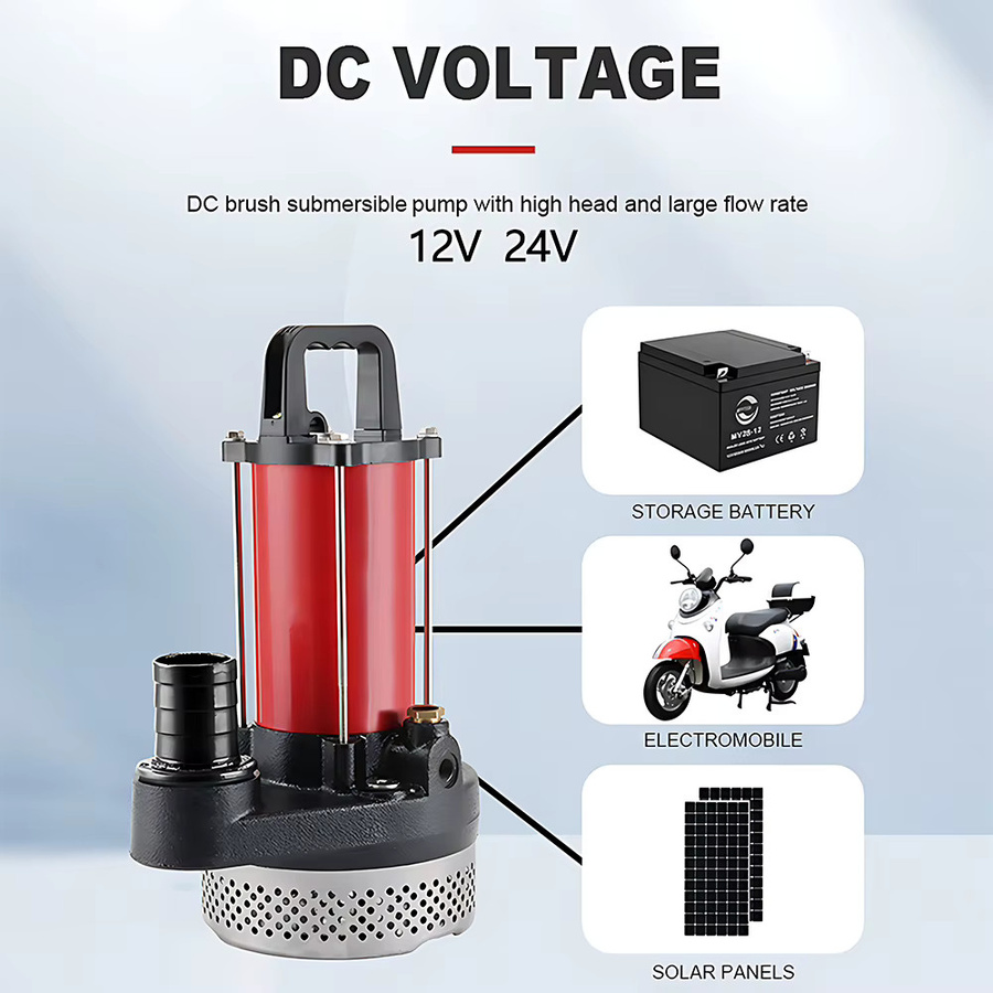 Solar-Tauchpumpe von xmshxltd für Bewässerung und Garten, DC12/24V, 250/480W, Durchfluss: 10m3/h, Förderhöhe: 18m, Farbe: Rot - Bild 2
