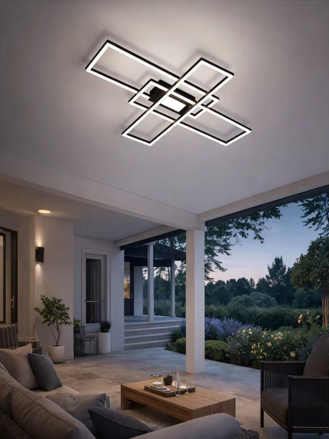 NETTLIFE Moderne LED Deckenleuchte 50W mit drei rechteckigen Rahmen, dimmbar 3000K-6500K, Fernbedienung und Memory Funktion, Augenfreundlich, Aluminium - Bild 7