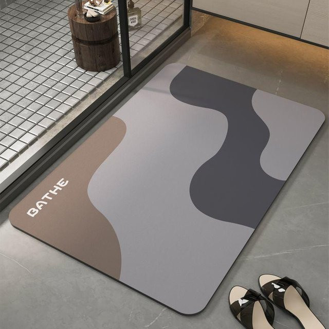 WJG Pretty A Kieselgur Bodenmatte für Badezimmer und Toilette, wasserabsorbierend und rutschfest, B/B: 50 x 80 cm - Bild 1