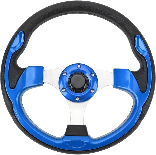 KaiSai Universal Rennstil Lenkrad mit 6-Loch-Bohrung und Hupenknopf aus Aluminium und PU, Blau, 33 cm (13in) - Bild 1