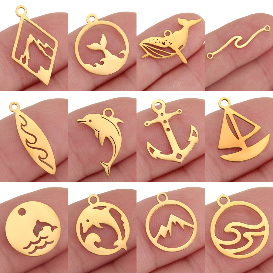 Charms Wal Delphin Marine, Edelstahl, Gold, Unisex - Bild 2