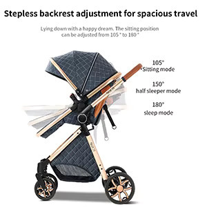 Magic ZC 3-in-1 Luxus-Kinderwagen Set mit Autositz und Schlafkorb, multifunktionaler Reisebuggy in Multicolor, leicht faltbar und kompakt - Bild 2